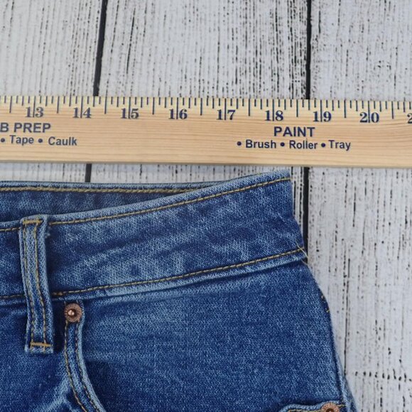 Old Navy Womens Sz 16 Jean Shorts Sky Hi A Line Button Fly High Rise Blue Denim - Picture 4 of 9